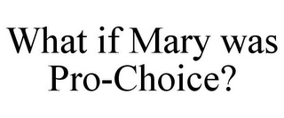 WHAT IF MARY WAS PRO-CHOICE?