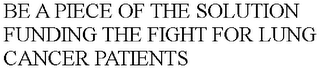 BE A PIECE OF THE SOLUTION FUNDING THE FIGHT FOR LUNG CANCER PATIENTS