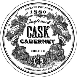 ESTATE FOUNDED 1880 INGLENOOK CASK CABERNET RUTHERFORD GROWN ESTATE PRODUCED BOTTLED CABERNET SAUVIGNON NAPA VALLEY NG INGLENOOK