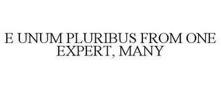 E UNUM PLURIBUS FROM ONE EXPERT, MANY