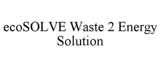 ECOSOLVE WASTE 2 ENERGY SOLUTION