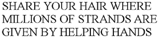 SHARE YOUR HAIR WHERE MILLIONS OF STRANDS ARE GIVEN BY HELPING HANDS