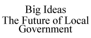 BIG IDEAS THE FUTURE OF LOCAL GOVERNMENT