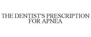 THE DENTIST'S PRESCRIPTION FOR APNEA