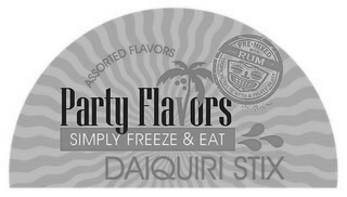 ASSORTED FLAVORS PARTY FLAVORS SIMPLY FREEZE & EAT DAIQUIRI STIX PRE-MIXED WITH RUM TROPICAL TASTE WITH A FRUITY BLAST