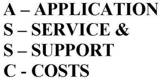 ASSC APPLICATION SERVICE & SUPPORT COSTS