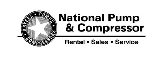 NATIONAL PUMP & COMPRESSOR DRYERS · PUMPS · COMPRESSORS · RENTAL · SALES · SERVICE