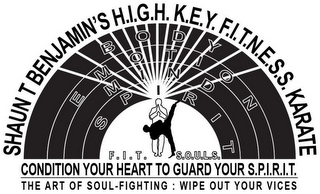 SHAUN T BENJAMIN'S H.I.G.H. K.E.Y. F.I.T.N.E.S.S. KARATE BODY EMOTION MIND SPIRIT F.I.T. S.O.U.L.S. CONDITION YOUR HEART TO GUARD YOUR S.P.I.R.I.T. THE ART OF SOUL-FIGHTING : WIPE OUT YOUR VICES