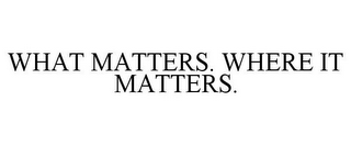 WHAT MATTERS. WHERE IT MATTERS.