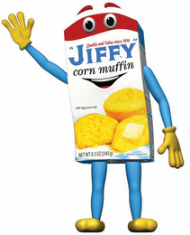 QUALITY AND VALUE SINCE 1930 "JIFFY" CORN MUFFIN ADD EGG AND MILK NET WT 8.5OZ (240 G) SERVING SUGGESTION