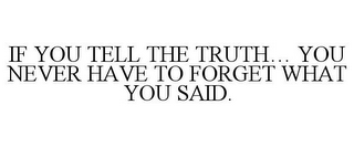 IF YOU TELL THE TRUTH... YOU NEVER HAVE TO FORGET WHAT YOU SAID.