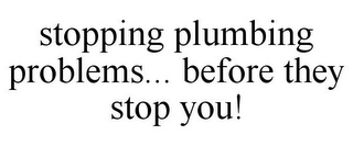 STOPPING PLUMBING PROBLEMS... BEFORE THEY STOP YOU!