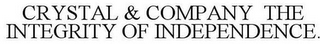 CRYSTAL & COMPANY THE INTEGRITY OF INDEPENDENCE.