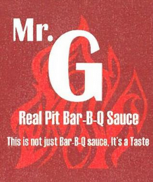 MR. G REAL PIT BAR-B-Q SAUCE THIS IS NOT JUST BAR-B-Q SAUCE, IT'S A TASTE