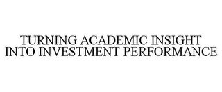 TURNING ACADEMIC INSIGHT INTO INVESTMENT PERFORMANCE