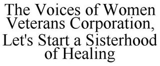 THE VOICES OF WOMEN VETERANS CORPORATION, LET'S START A SISTERHOOD OF HEALING