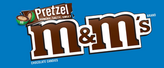 M&M'S BRAND CHOCOLATE CANDIES PRETZEL CRUNCHY, SALTY, SWEET M