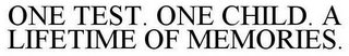 ONE TEST. ONE CHILD. A LIFETIME OF MEMORIES.