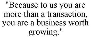 "BECAUSE TO US YOU ARE MORE THAN A TRANSACTION, YOU ARE A BUSINESS WORTH GROWING."