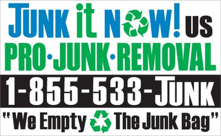 JUNK IT NOW!US PRO?JUNK?REMOVAL 1-855-533-JUNK "WE EMPTY THE JUNK BAG"