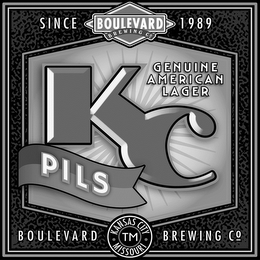 KC PILS SINCE 1989 BOULEVARD BREWING CO BOULEVARD BREWING CO KANSAS CITY MISSOURI TM