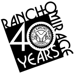 RANCHO MIRAGE 40 YEARS CITY OF RANCHO MIRAGE CALIFORNIA INCORPORATED AUGUST 3, 1973