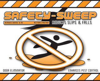 SAFETY-SWEEP REMOVES GREASE & OIL RESTORES FRICTION REDUCES SLIPS & FALLS ODOR ELIMINATOR ENHANCES PEST CONTROL