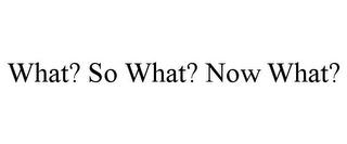 WHAT? SO WHAT? NOW WHAT?