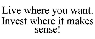 LIVE WHERE YOU WANT. INVEST WHERE IT MAKES SENSE!