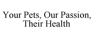 YOUR PETS, OUR PASSION, THEIR HEALTH