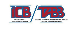 ICB INTERNATIONAL CERTIFICATION BOARD TABB TESTING, ADJUSTING AND BALANCING BUREAU THE PROFESSIONAL'S CHOICE