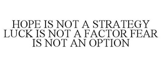 HOPE IS NOT A STRATEGY LUCK IS NOT A FACTOR FEAR IS NOT AN OPTION