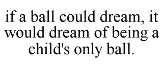 IF A BALL COULD DREAM, IT WOULD DREAM OF BEING A CHILD'S ONLY BALL.