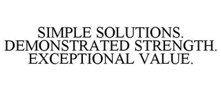 SIMPLE SOLUTIONS. DEMONSTRATED STRENGTH. EXCEPTIONAL VALUE.