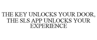 THE KEY UNLOCKS YOUR DOOR, THE SLS APP UNLOCKS YOUR EXPERIENCE