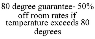 80 DEGREE GUARANTEE- 50% OFF ROOM RATES IF TEMPERATURE EXCEEDS 80 DEGREES