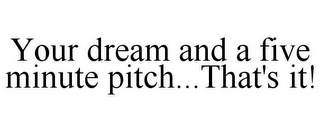 YOUR DREAM AND A FIVE MINUTE PITCH...THAT'S IT!