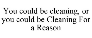 YOU COULD BE CLEANING, OR YOU COULD BE CLEANING FOR A REASON