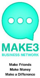 MAKE3 BUSINESS NETWORK MAKE FRIENDS MAKE MONEY MAKE A DIFFERENCE