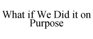 WHAT IF WE DID IT ON PURPOSE