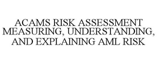 ACAMS RISK ASSESSMENT MEASURING, UNDERSTANDING, AND EXPLAINING AML RISK