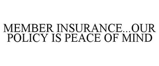 MEMBER INSURANCE...OUR POLICY IS PEACE OF MIND