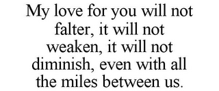 MY LOVE FOR YOU WILL NOT FALTER, IT WILL NOT WEAKEN, IT WILL NOT DIMINISH, EVEN WITH ALL THE MILES BETWEEN US.