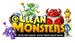 CM CLEAN MONSTERS WE'RE NOT MEAN! WE'RE YOUR CLEAN TEAM!