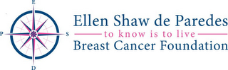 ESDP ELLEN SHAW DE PAREDES TO KNOW IS TO LIVE BREAST CANCER FOUNDATION