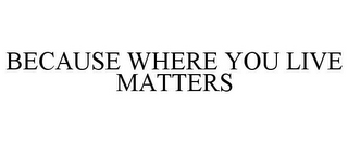 BECAUSE WHERE YOU LIVE MATTERS