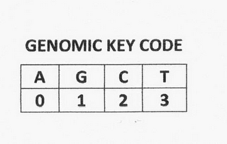 GENOMIC KEY CODE, A, G, C, T, 0, 1, 2, 3