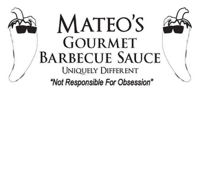 MATEO'S GOURMET BARBEQUE SAUCE UNIQUELY DIFFERENT "NOT RESPONSIBLE FOR OBSESSION"