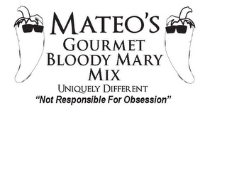 MATEO'S GOURMET BLOODY MARY MIX UNIQUELY DIFFERENT "NOT RESPONSIBLE FOR OBSESSION"