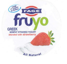 FAGE #1 YOGURT IN GREECE FAGE FRUYO GREEK NONFAT STRAINED YOGURT BLENDED WITH STRAWBERRY ALL NATURAL